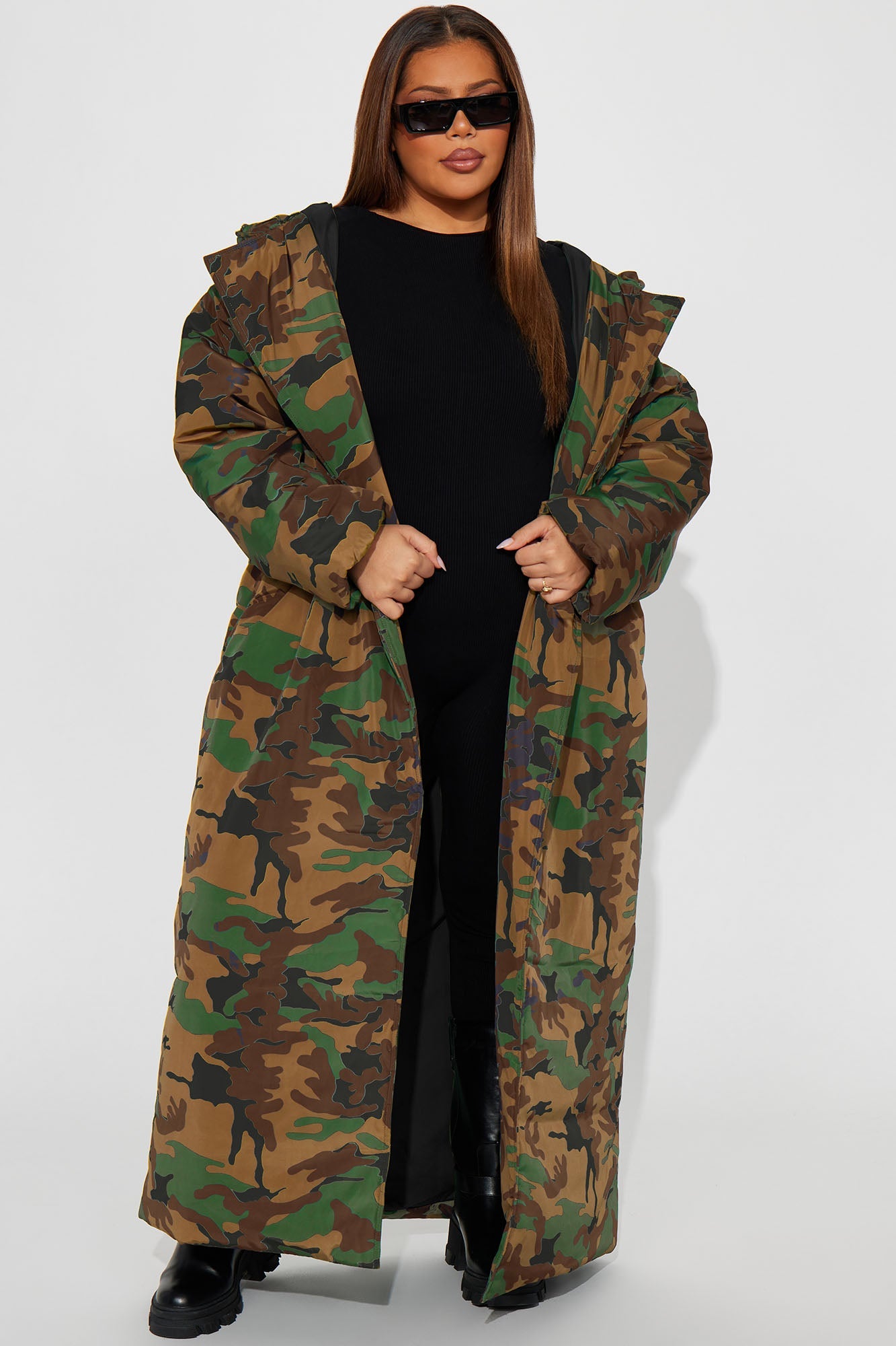 Lilith Camo Puffer Coat - Green/combo