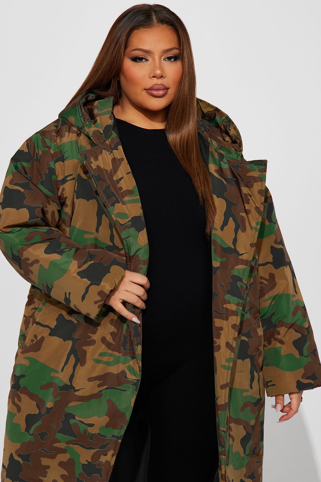 Lilith Camo Puffer Coat - Green/combo