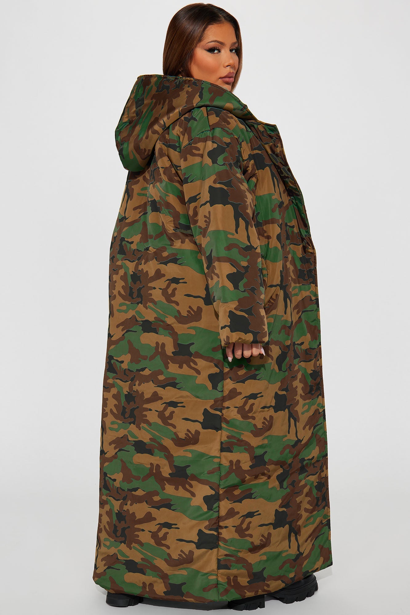 Lilith Camo Puffer Coat - Green/combo