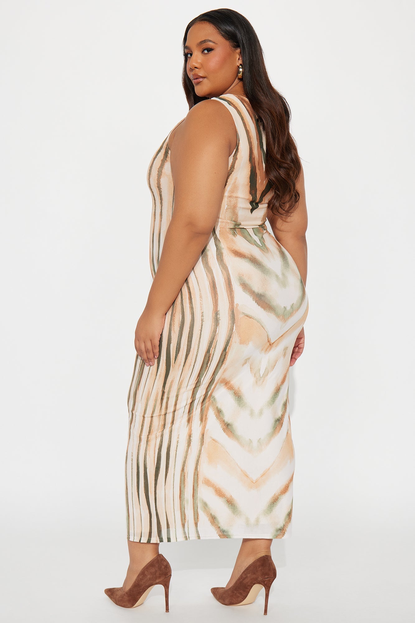 Honey Diva Abstract Mesh Maxi Dress - Orange/combo