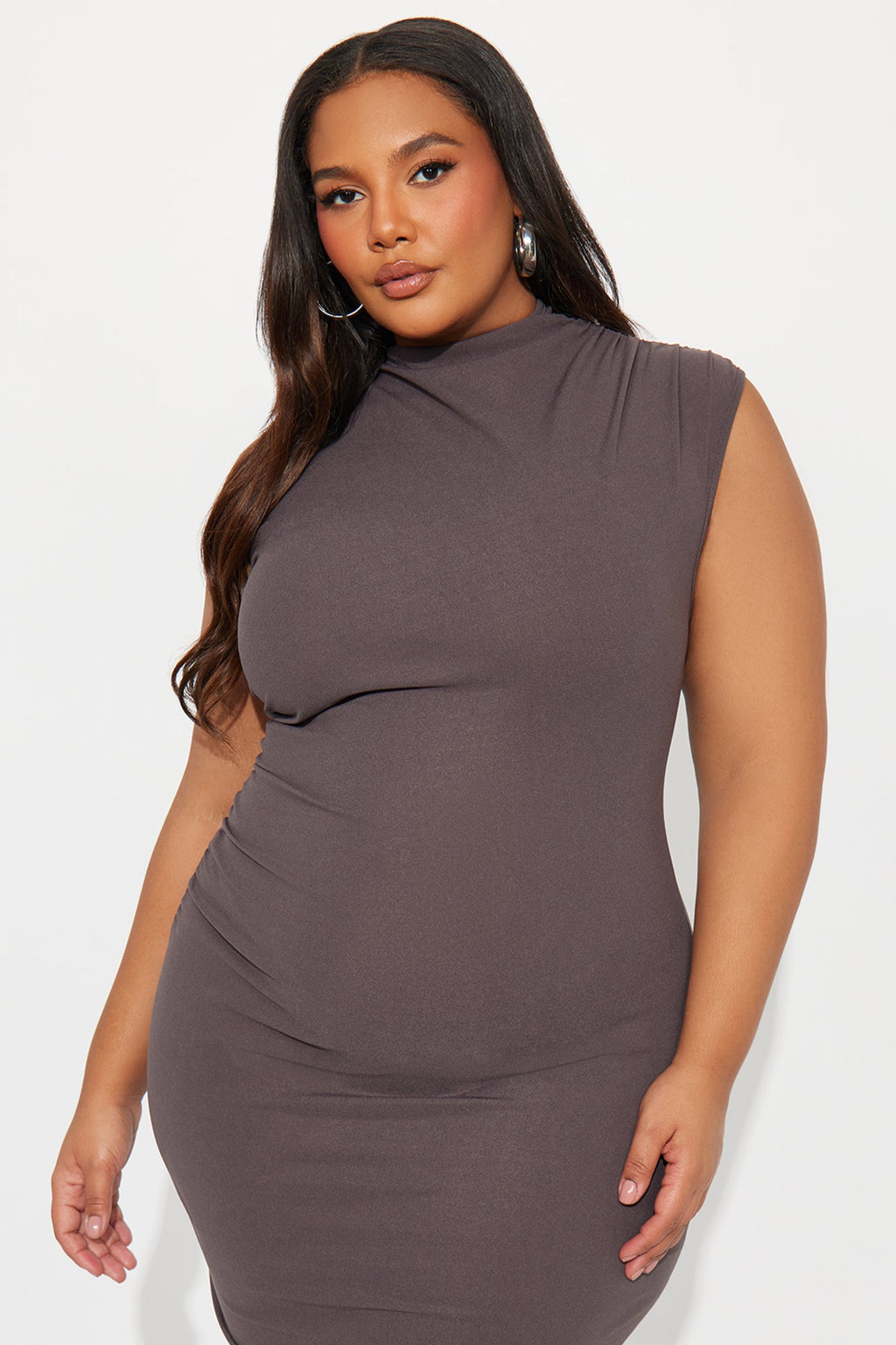 Office Drama Maxi Dress - Charcoal