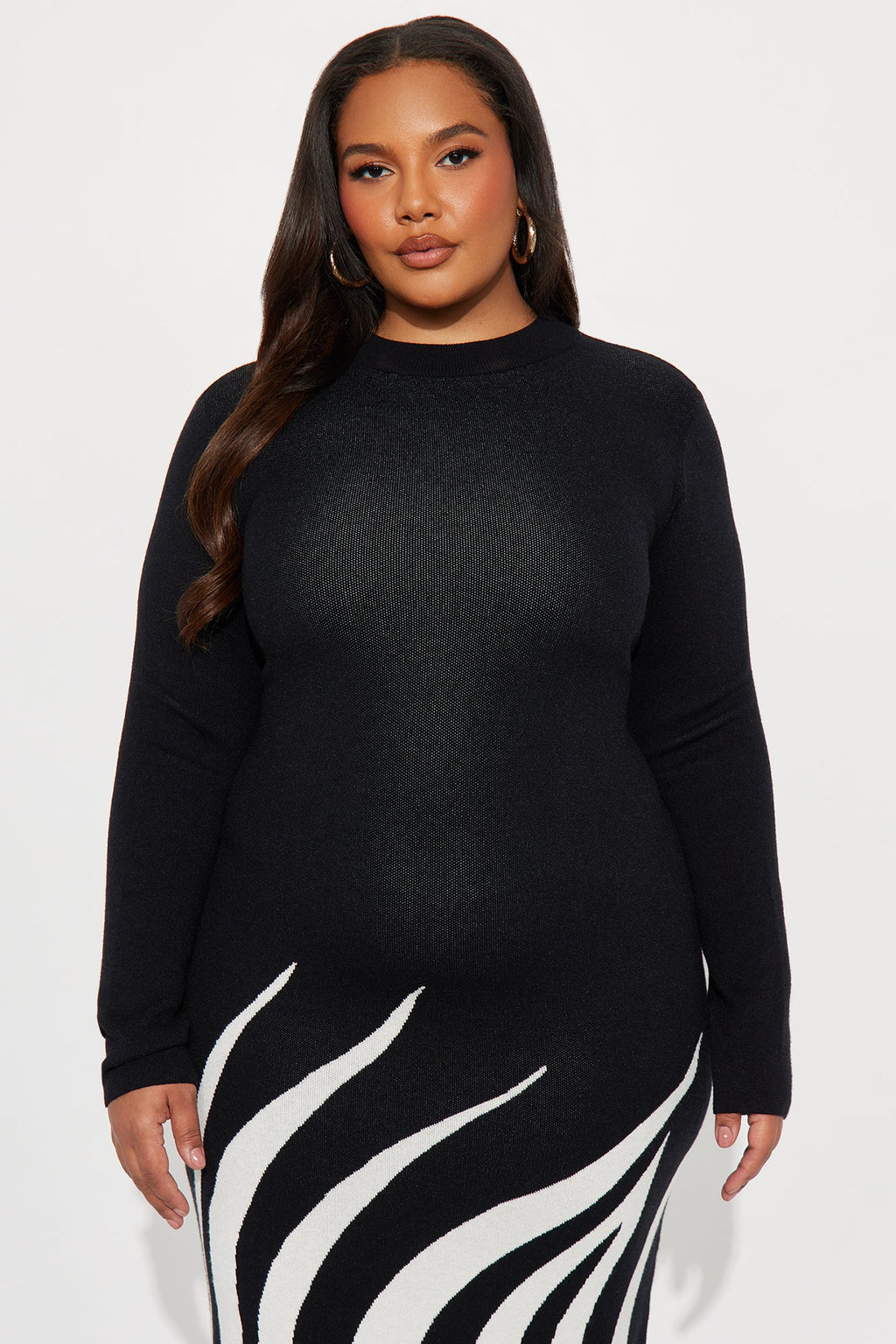 Linnea Sweater Midi Dress - White/Black