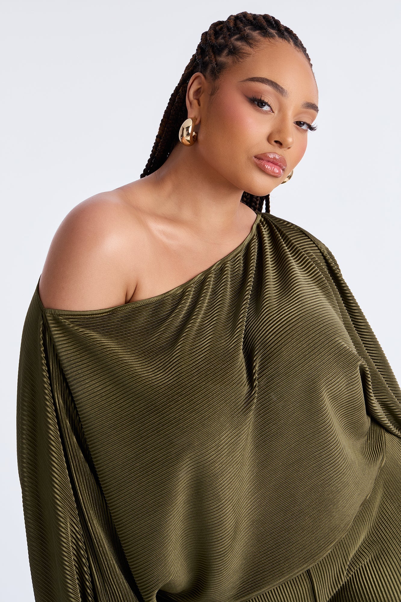 Cindy Off Shoulder Pant Set - Olive