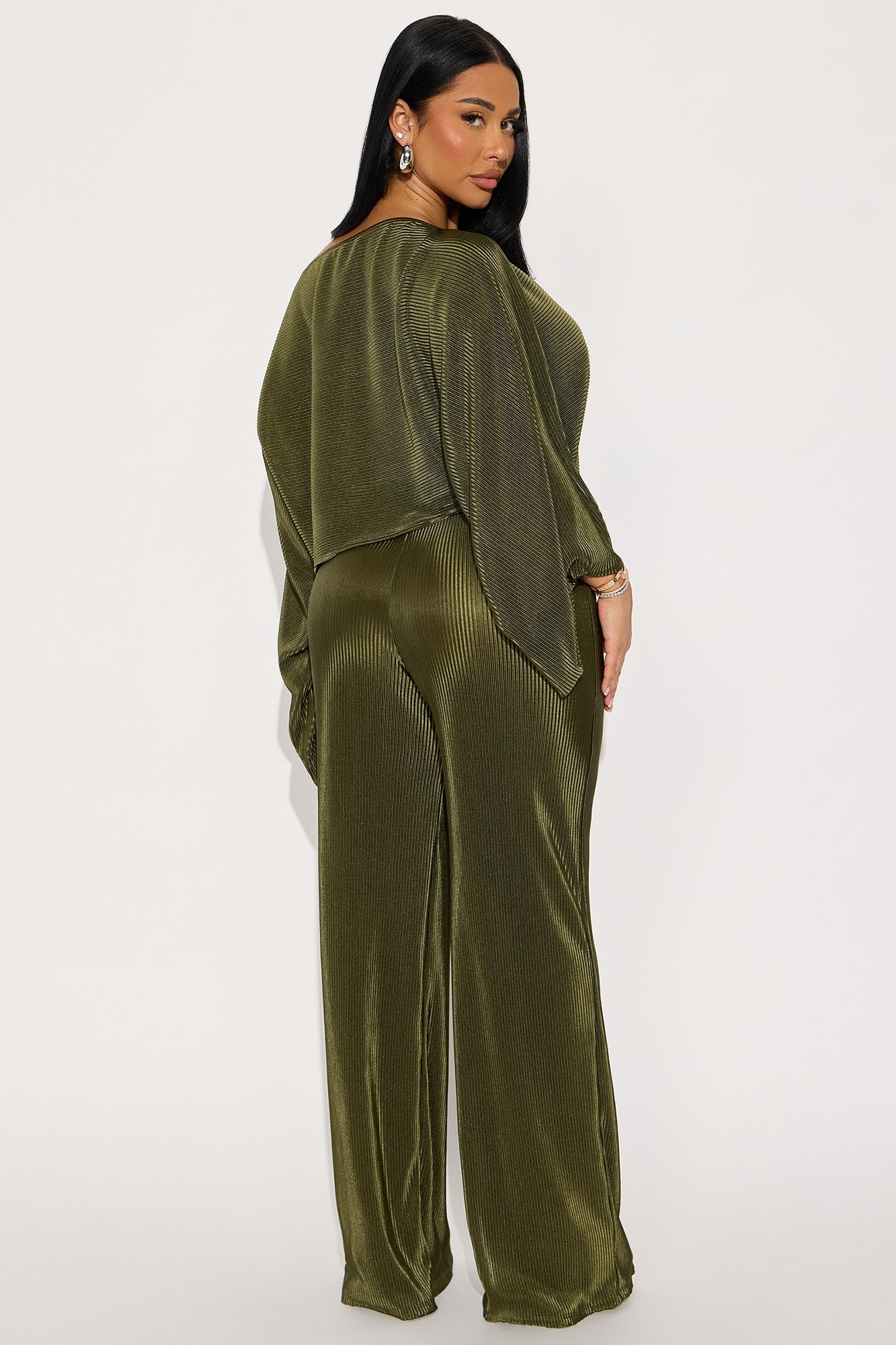 Cindy Off Shoulder Pant Set - Olive