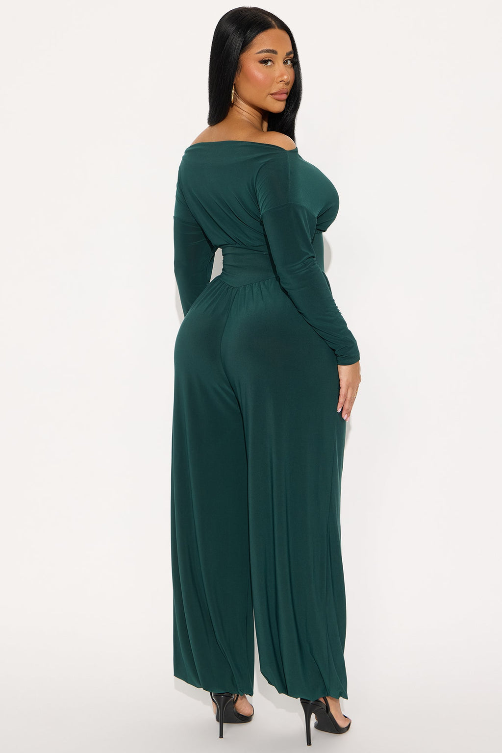 Natalie Off Shoulder Wide Leg Jumpsuit - Hunter
