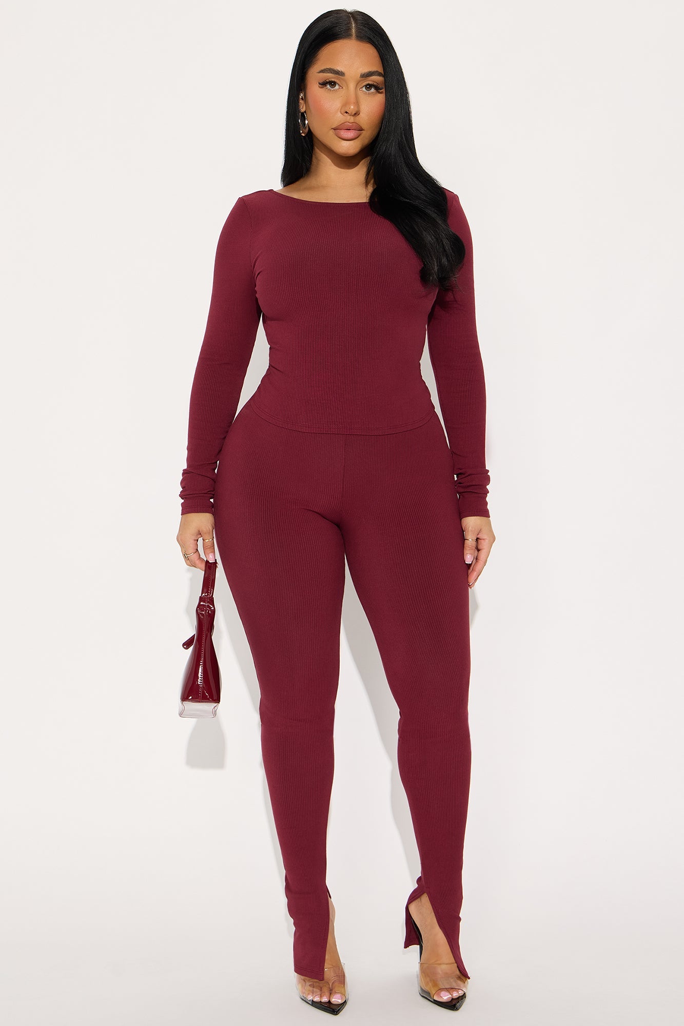 Jessica Backless Snatched Pant Set - Wine
