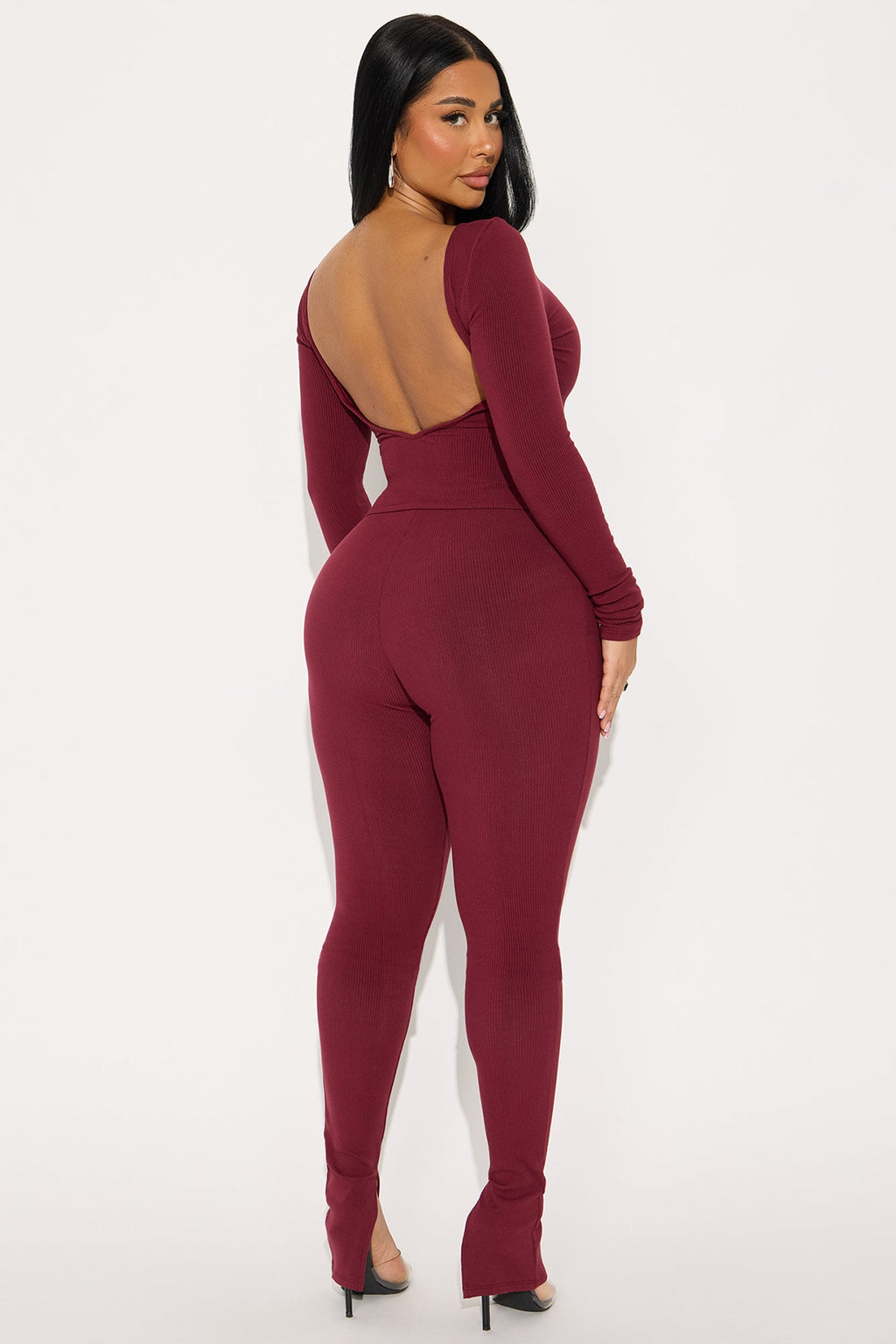 Jessica Backless Snatched Pant Set - Wine