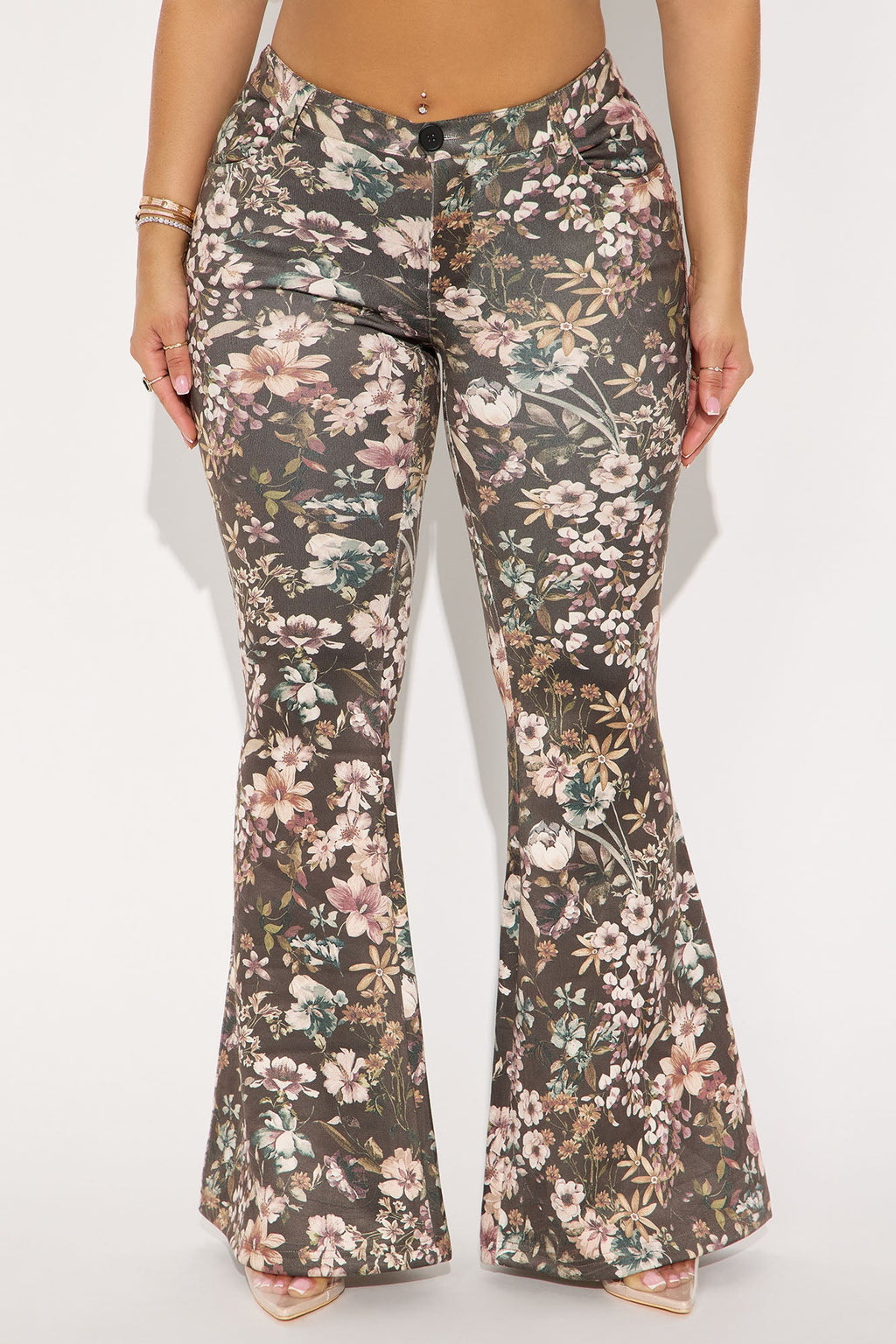 Desert Rose Faux Suede Flare Pant 32″ - Brown/combo 