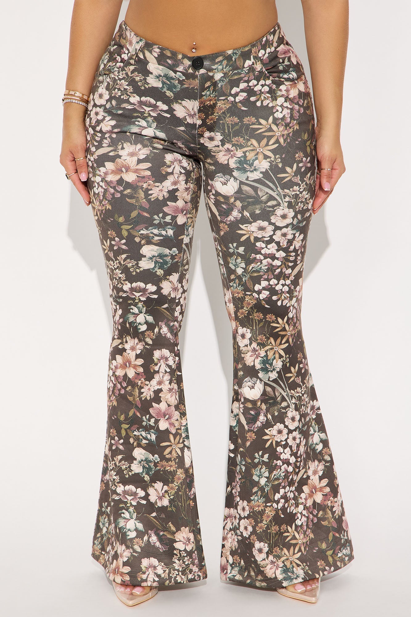 Desert Rose Faux Suede Flare Pant 32″ - Brown/combo 