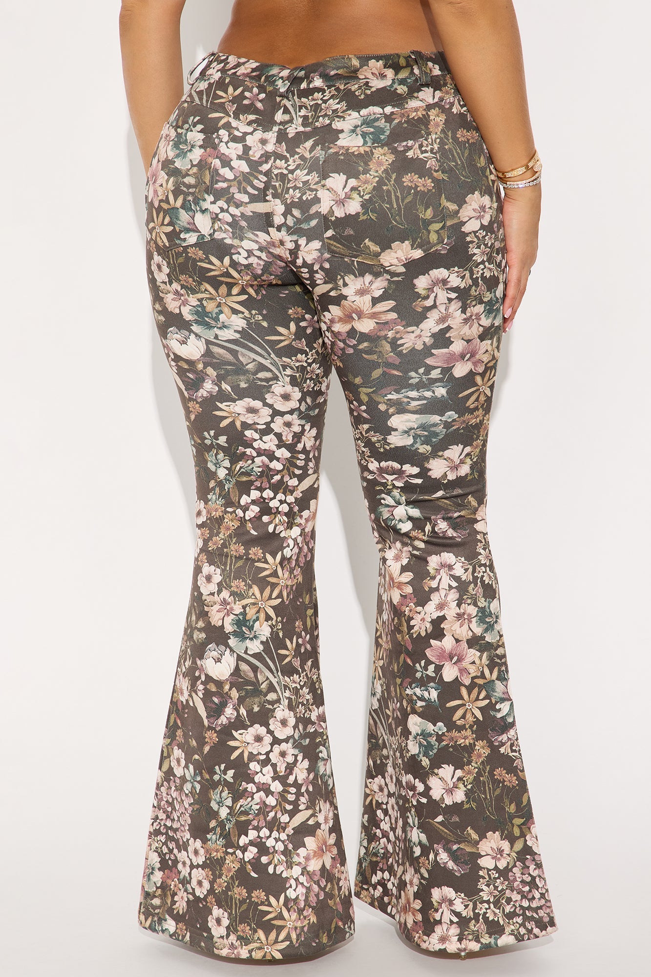 Desert Rose Faux Suede Flare Pant 32″ - Brown/combo 