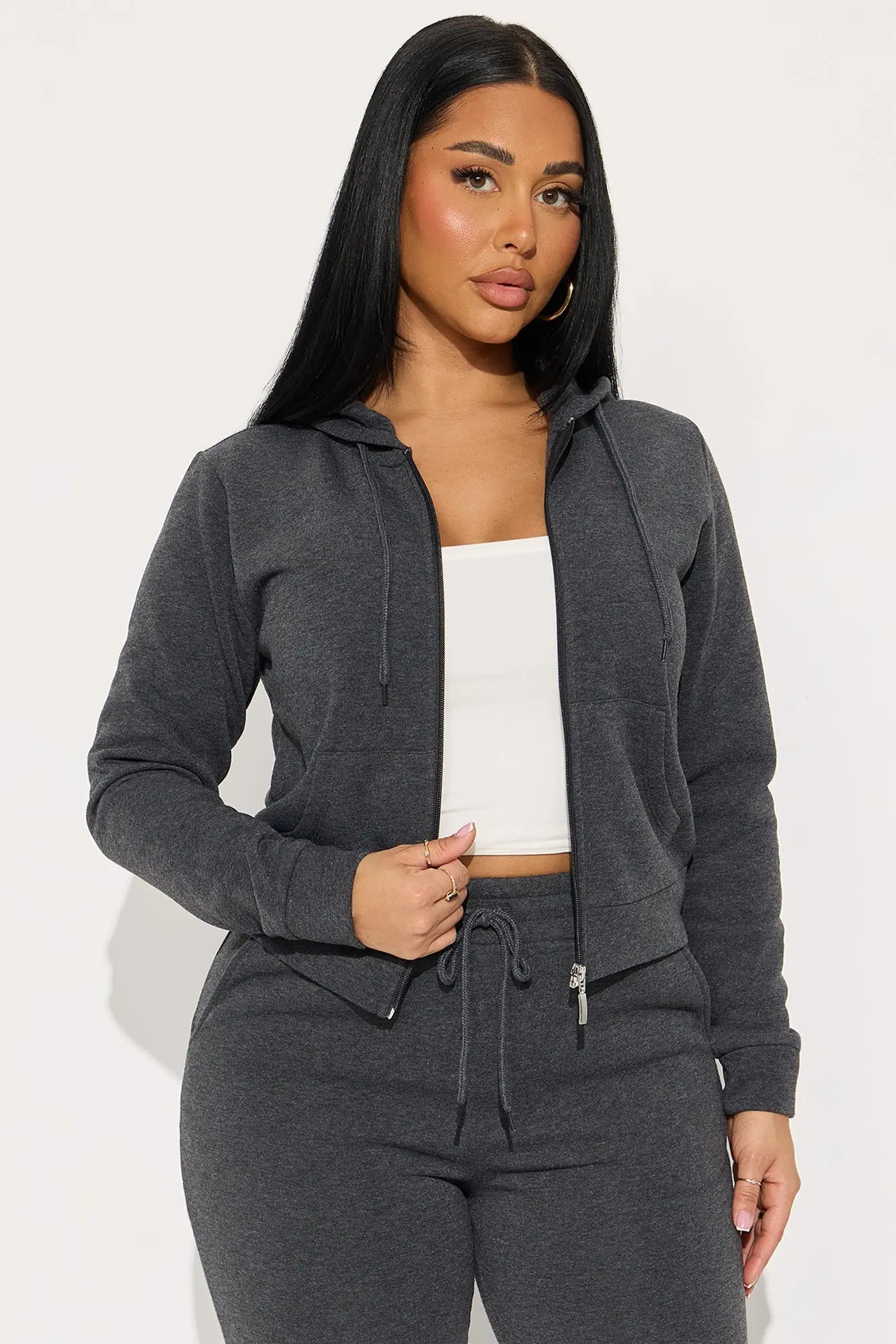 Candice Zip Up Hoodie - Charcoal 