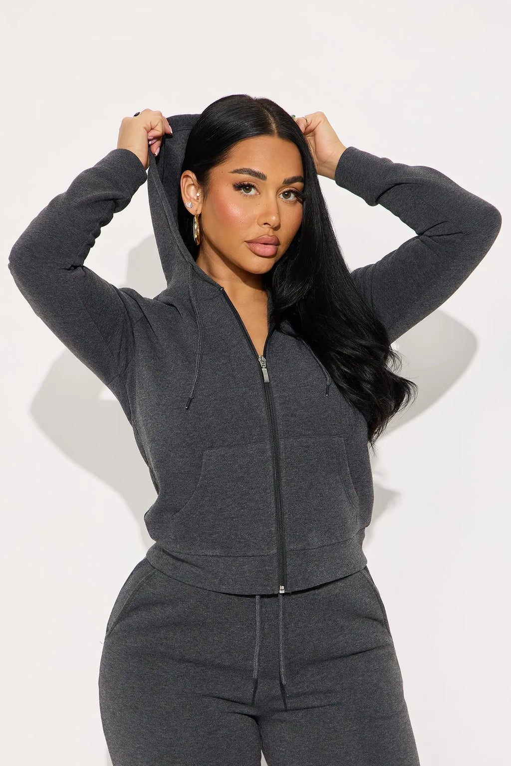 Candice Zip Up Hoodie - Charcoal 