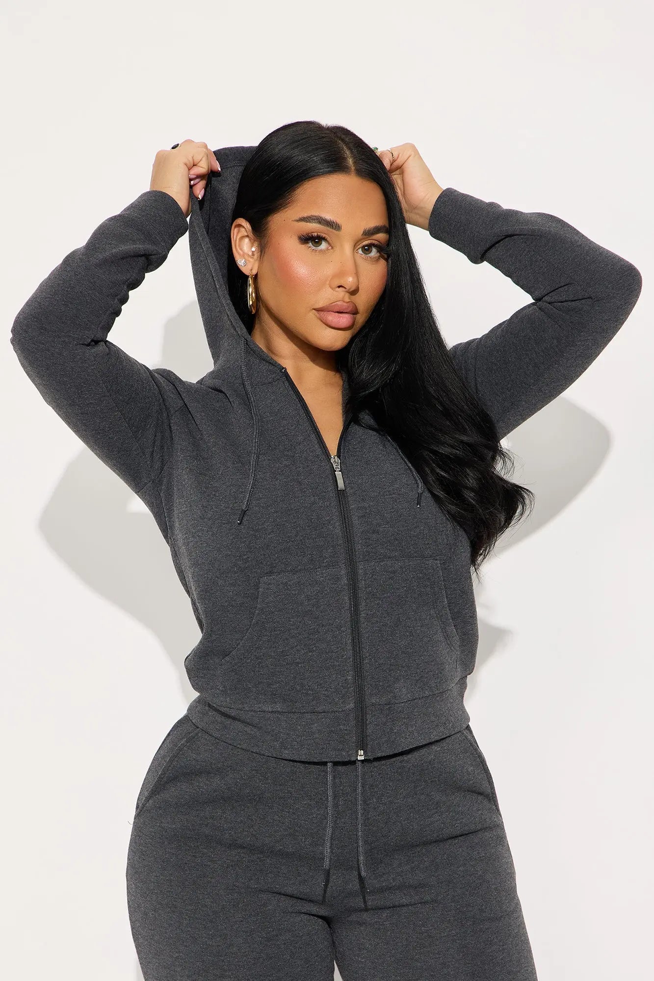 Candice Zip Up Hoodie - Charcoal 