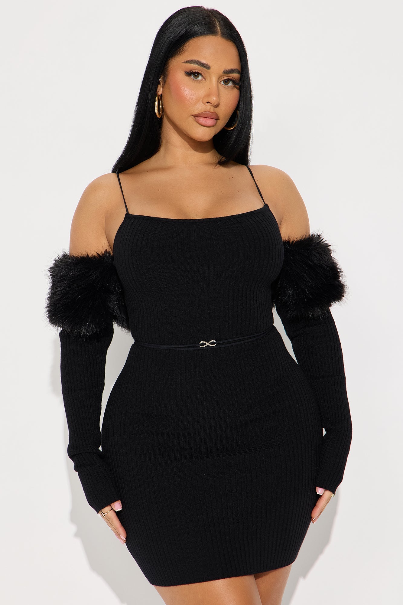 Top One Ribbed Mini Dress - Black