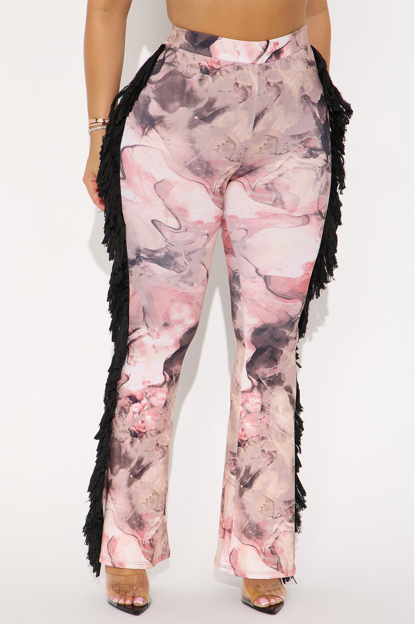All At Once Fringe Flare Pant - Pink/combo