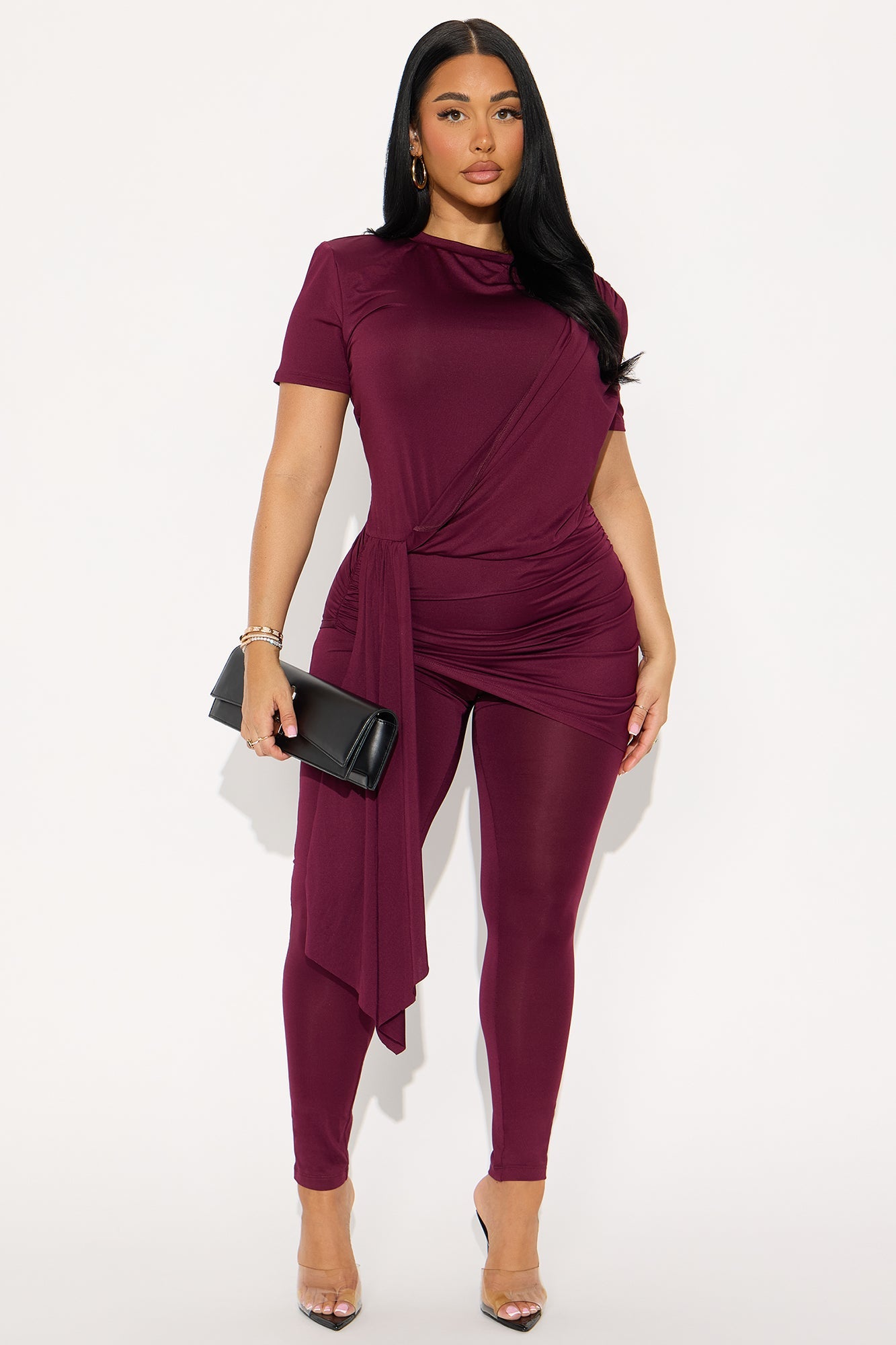 Crush Hour Skinny Leg Jumpsuit - Wine