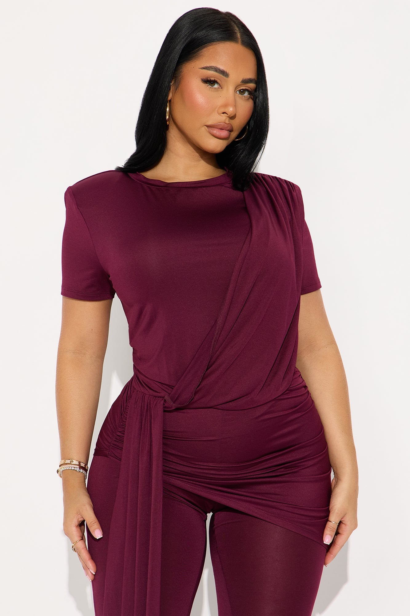 Crush Hour Skinny Leg Jumpsuit - Wine