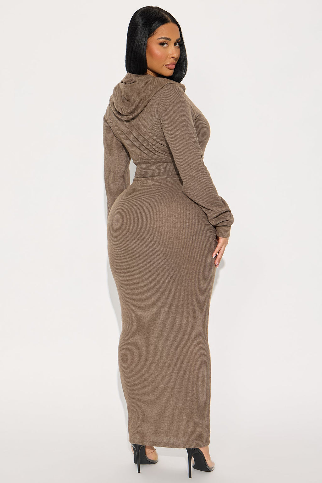 Azusa 2 Piece Zip Up Maxi Dress Set - Mocha