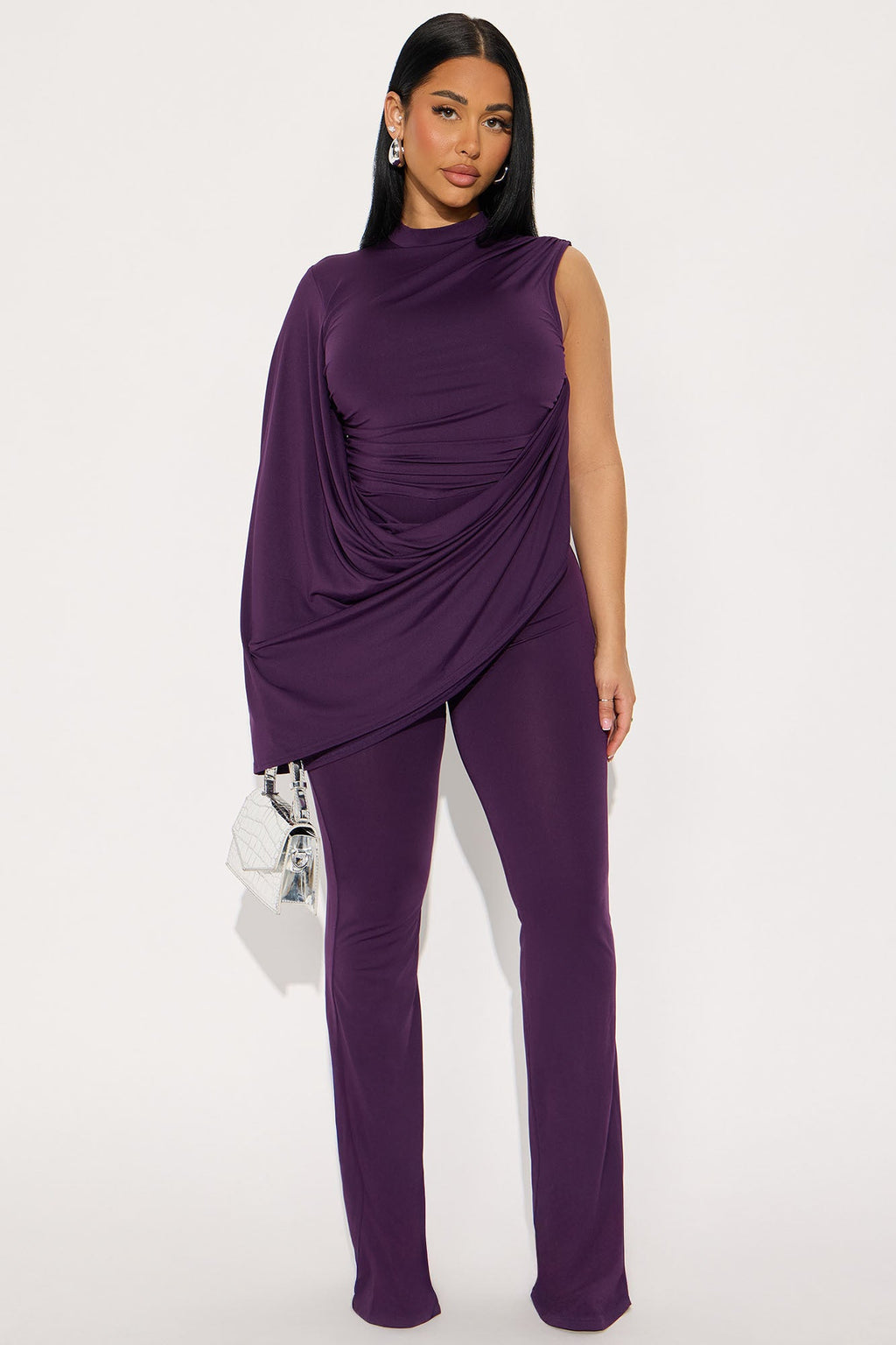 Isadora Draped Jumpsuit - Eggplant