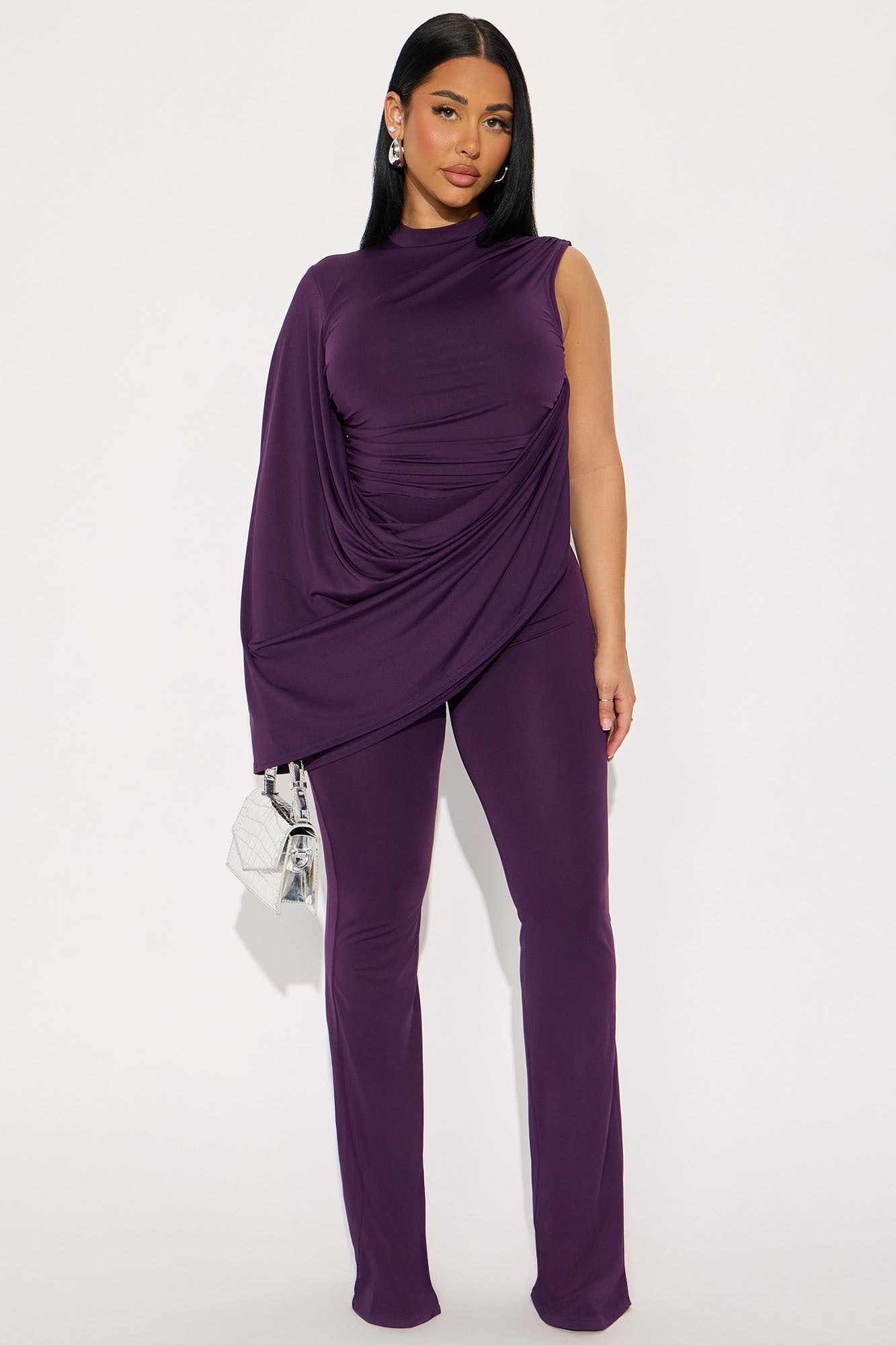 Isadora Draped Jumpsuit - Eggplant