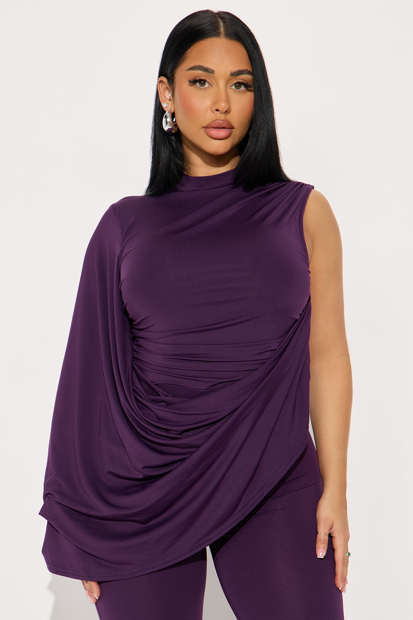 Isadora Draped Jumpsuit - Eggplant
