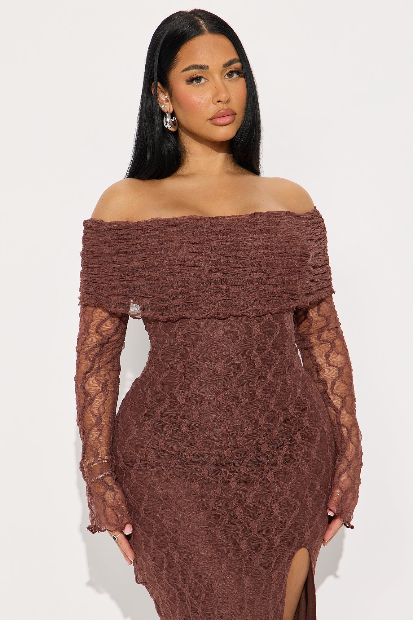 Dream Of Me Lace Maxi Dress - Brown