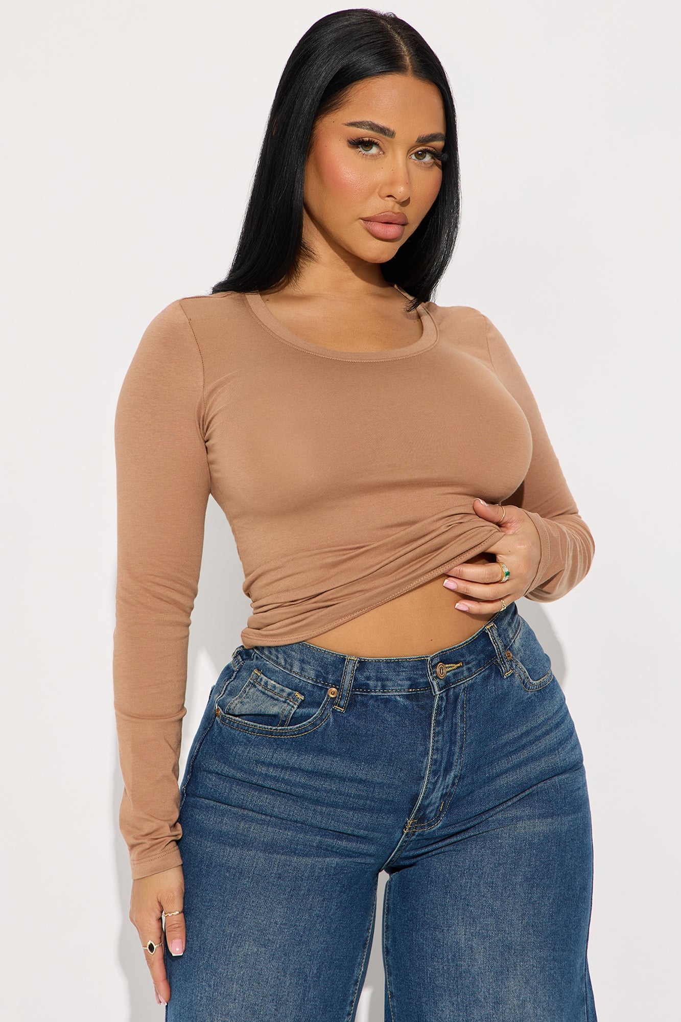 Sabrina Long Sleeve Tee - Mocha