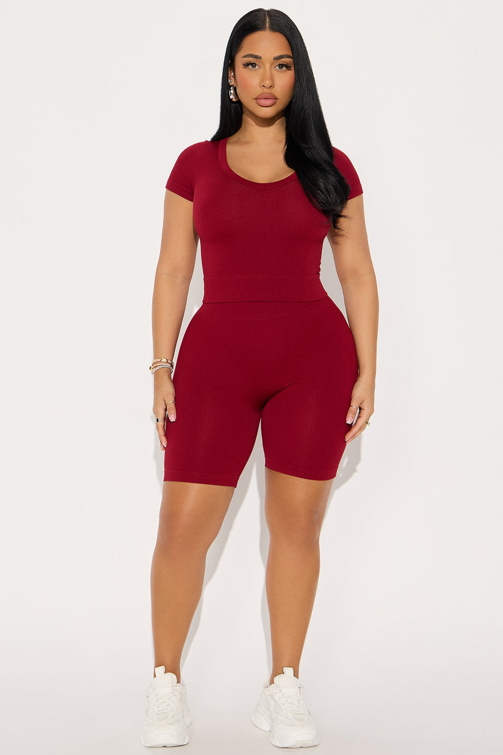 Alisa Seamless Short Set - Burgundy