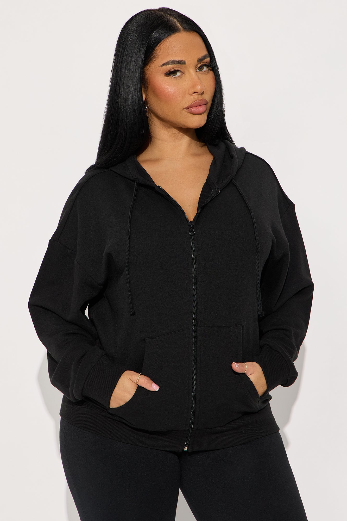 Melanie Zip Up Hoodie - Black