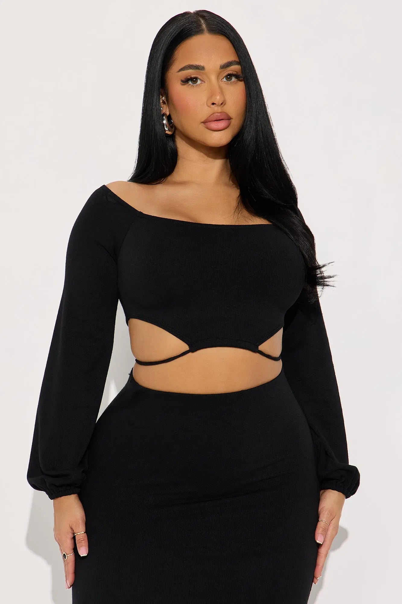 Talia Knit Maxi Skirt Set - Black 