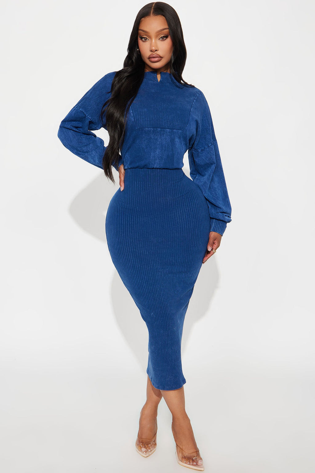 Chey Sweater Midi Dress - Blue