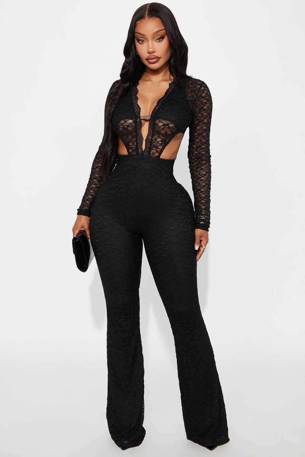 Anitta Lace Open Back Jumpsuit - Black