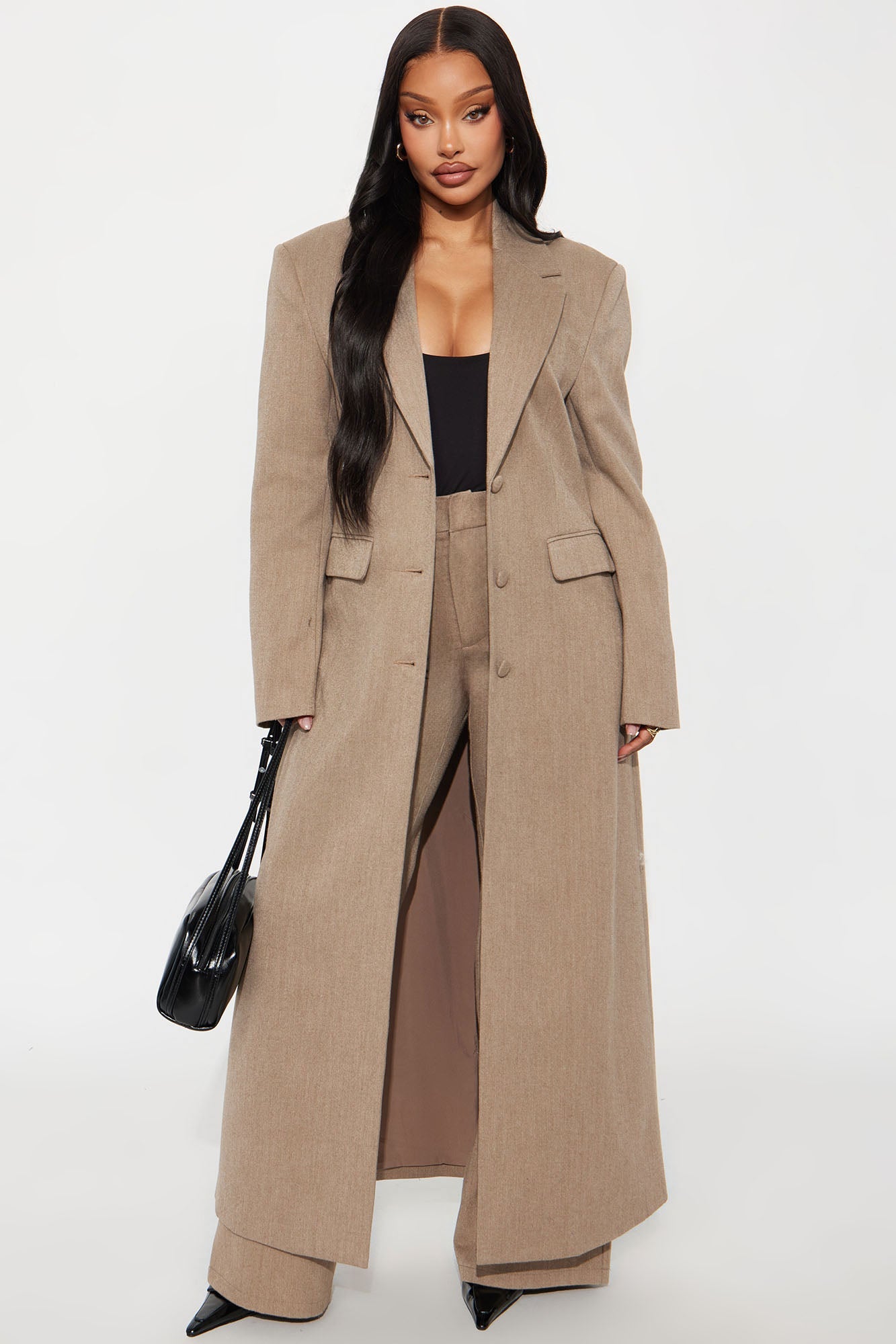 Level Of Sophistication Crepe Woven Wide Leg Trouser Pant - Mocha