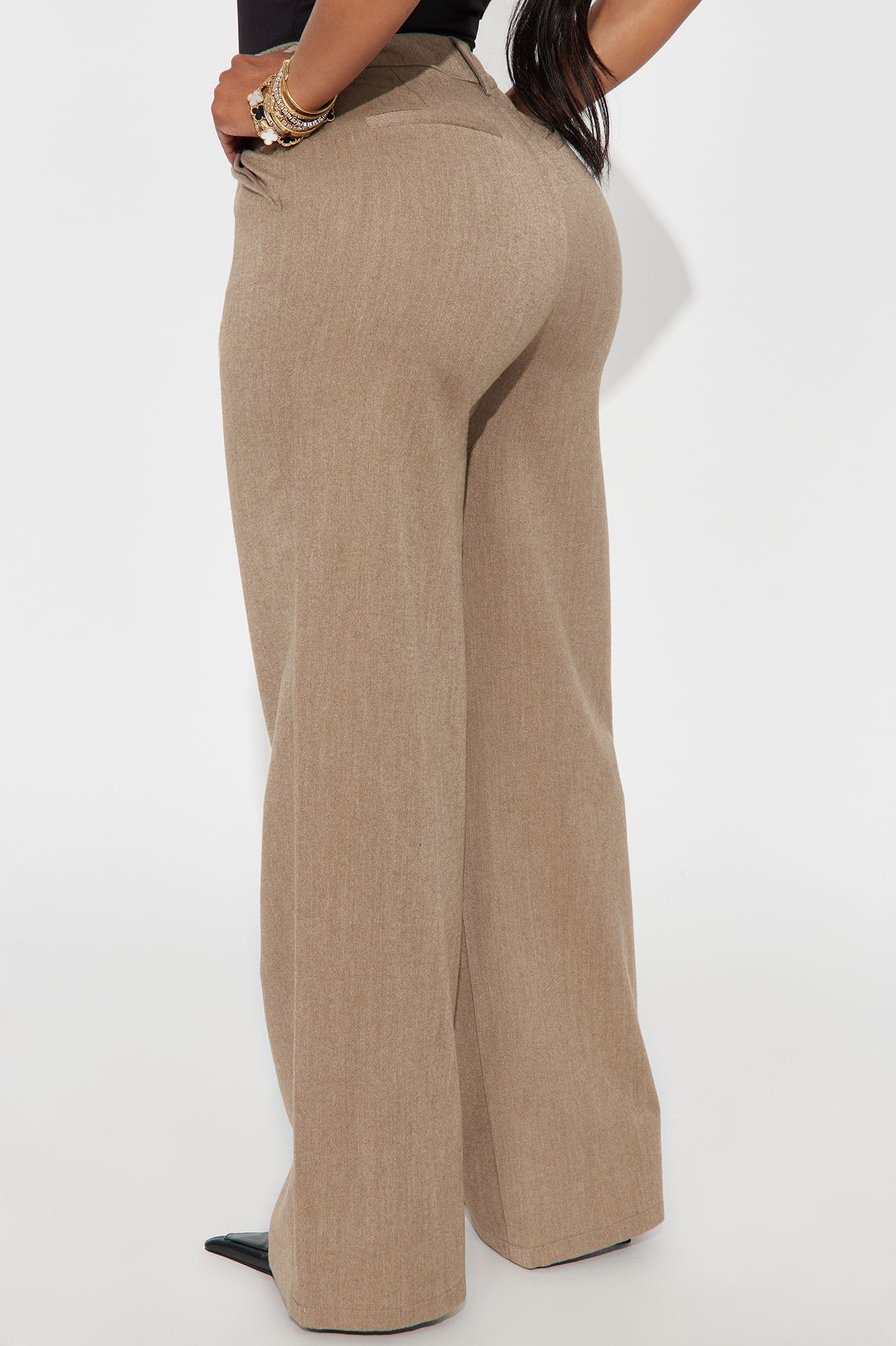 Level Of Sophistication Crepe Woven Wide Leg Trouser Pant - Mocha