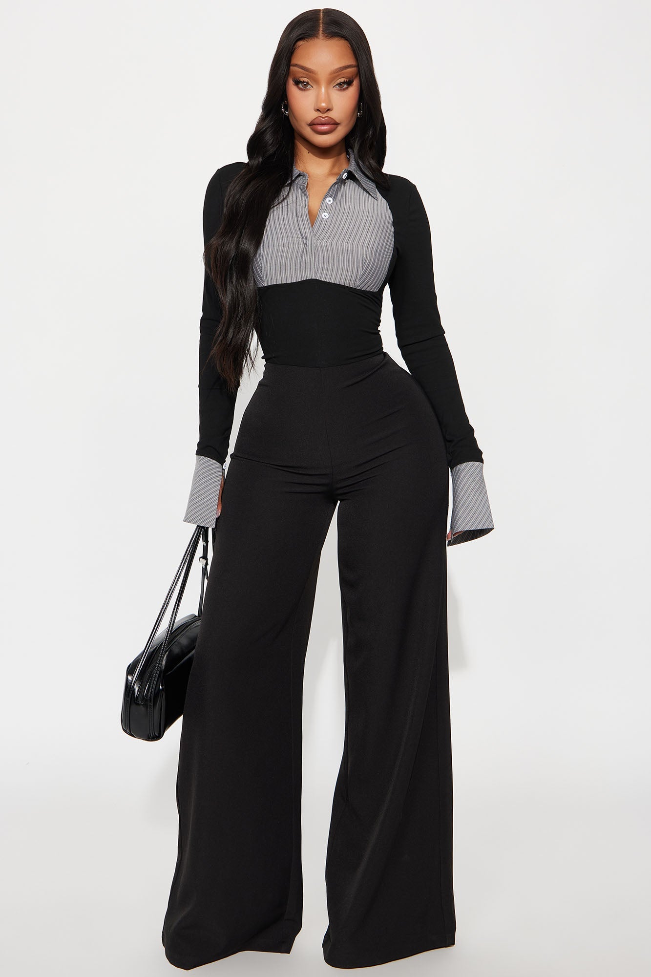 Lorena Wide Leg Jumpsuit - Grey/combo
