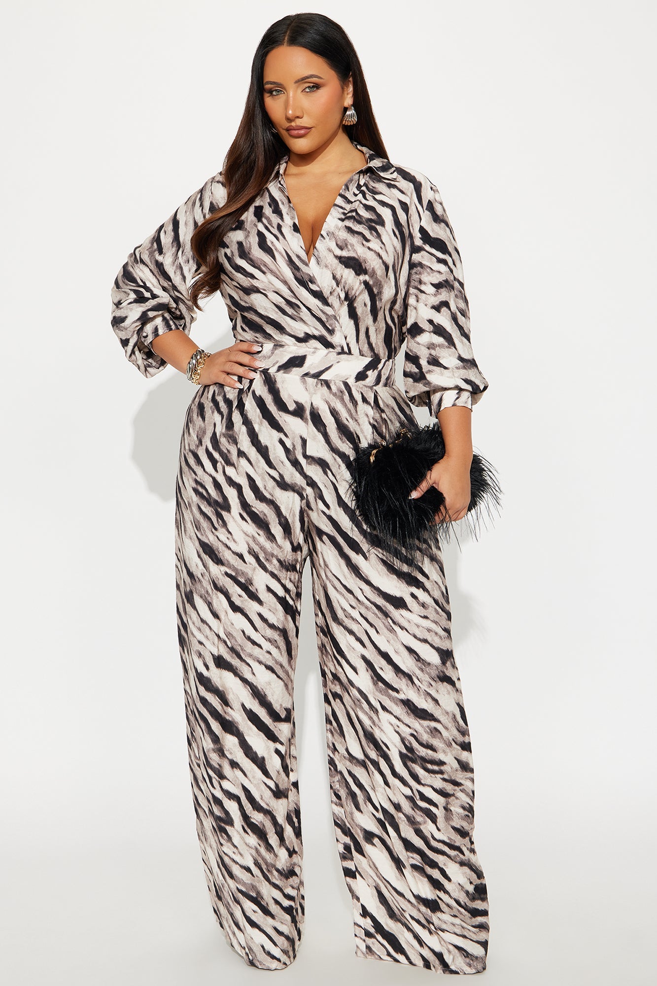 Unmatched Energy Linen Jumpsuit - Black/combo