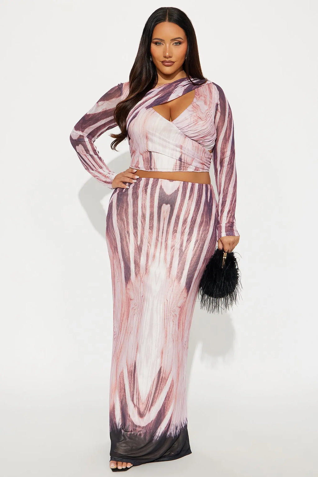 Mina Mesh Maxi Skirt Set - Neon Pink/combo 