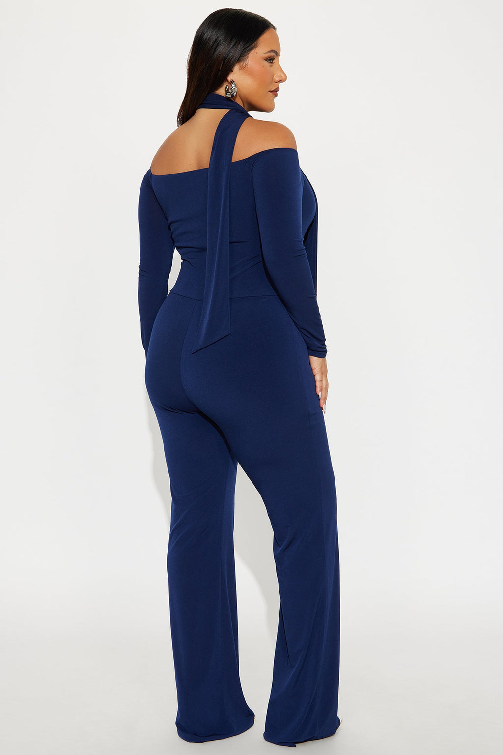 Mirella 2 Piece Off Shoulder Scarf Jumpsuit - Navy