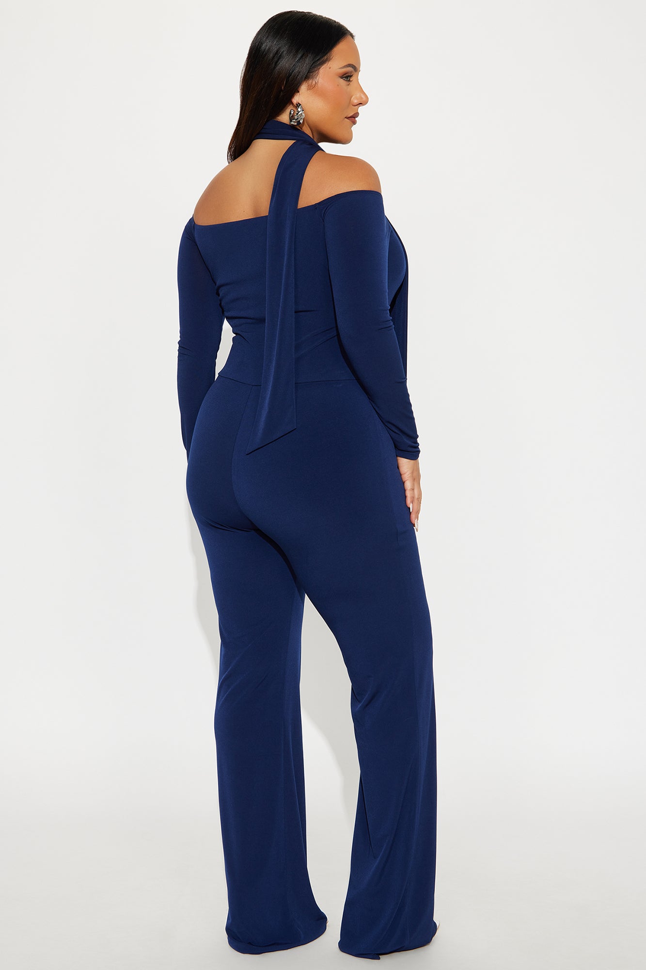 Mirella 2 Piece Off Shoulder Scarf Jumpsuit - Navy