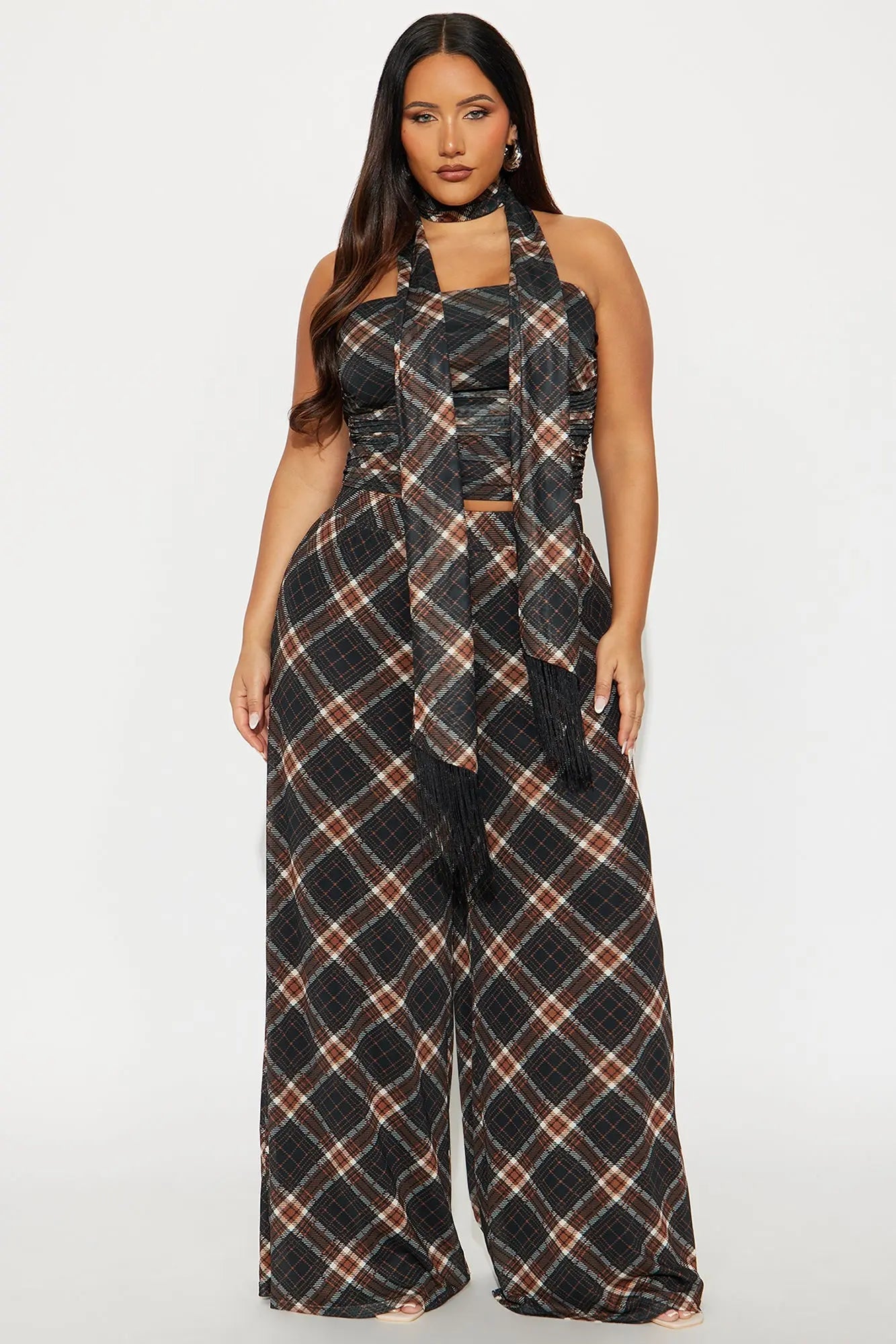 Meet You There Plaid 3 Piece Pant Set - Black/combo 