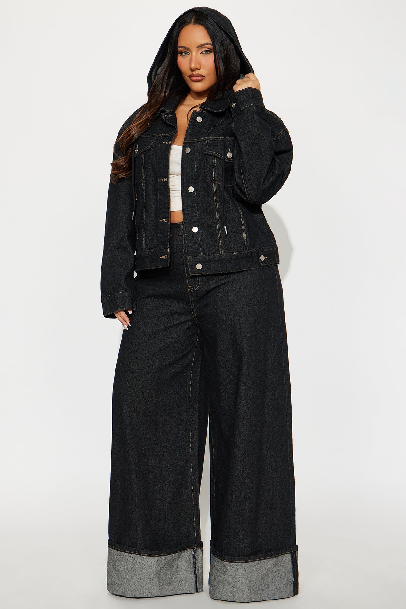 Sooner Or Later Hooded Trucker Jacket - Dark Denim