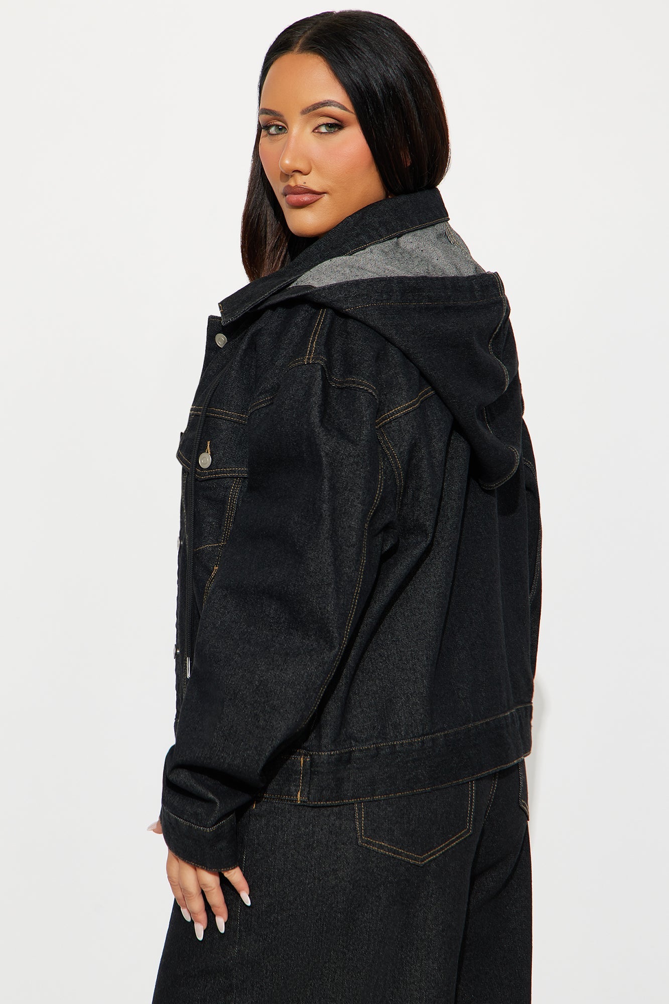 Sooner Or Later Hooded Trucker Jacket - Dark Denim