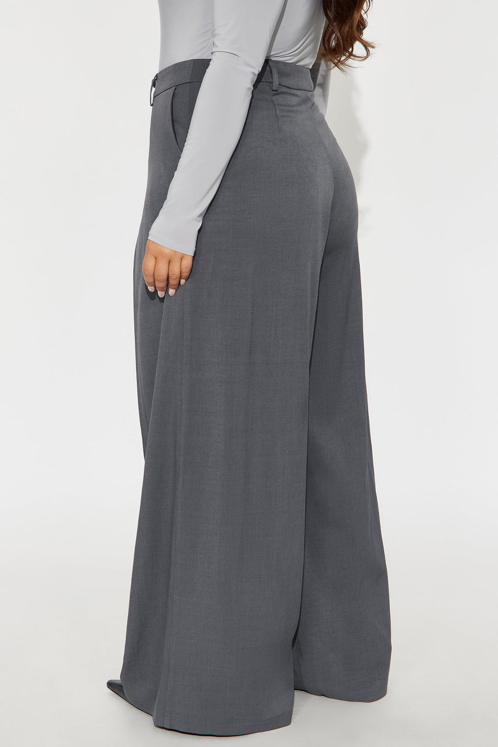 Karina Pleated Wide Leg Trouser Pant 33″ - Charcoal
