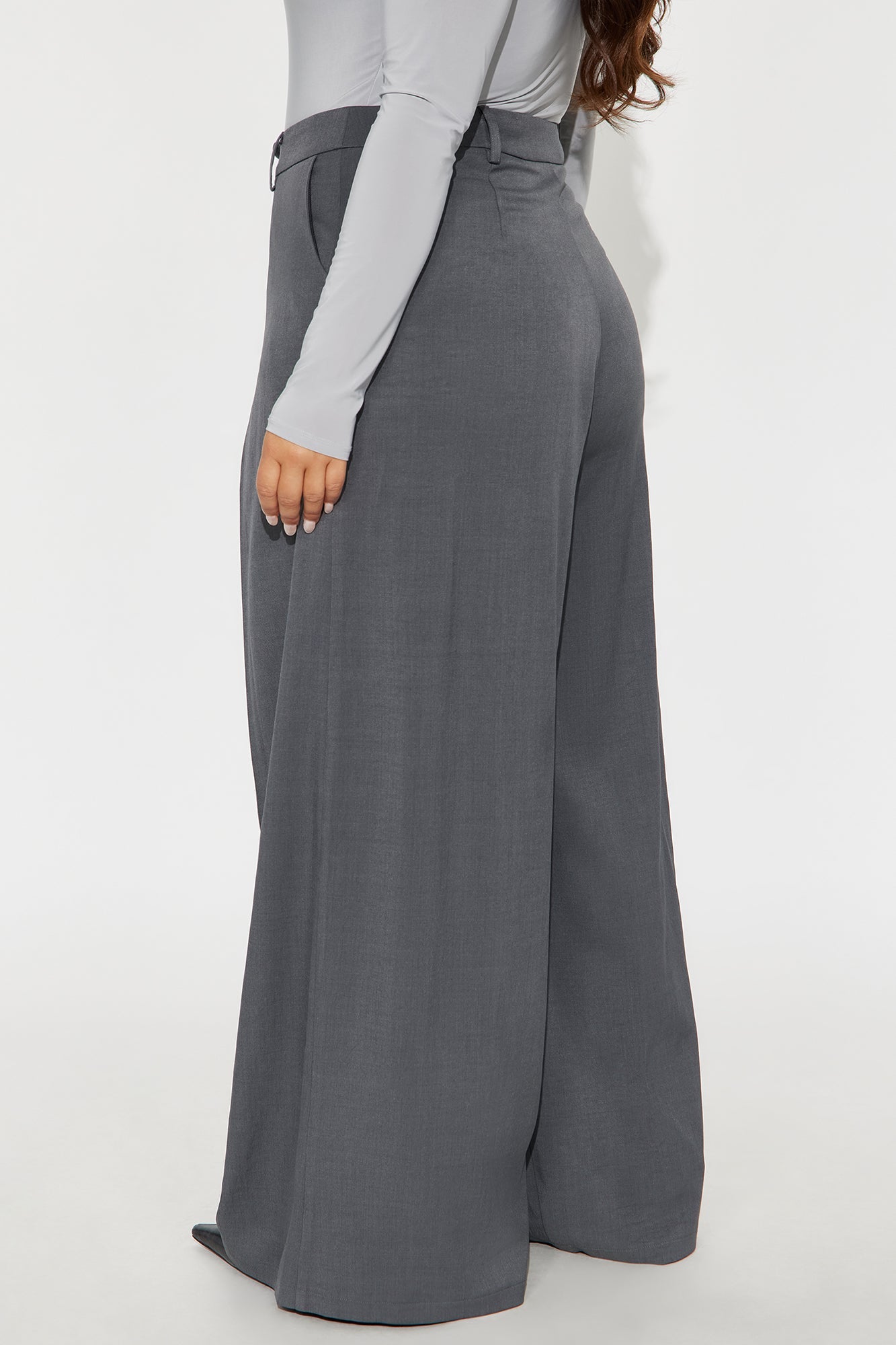Karina Pleated Wide Leg Trouser Pant 33″ - Charcoal