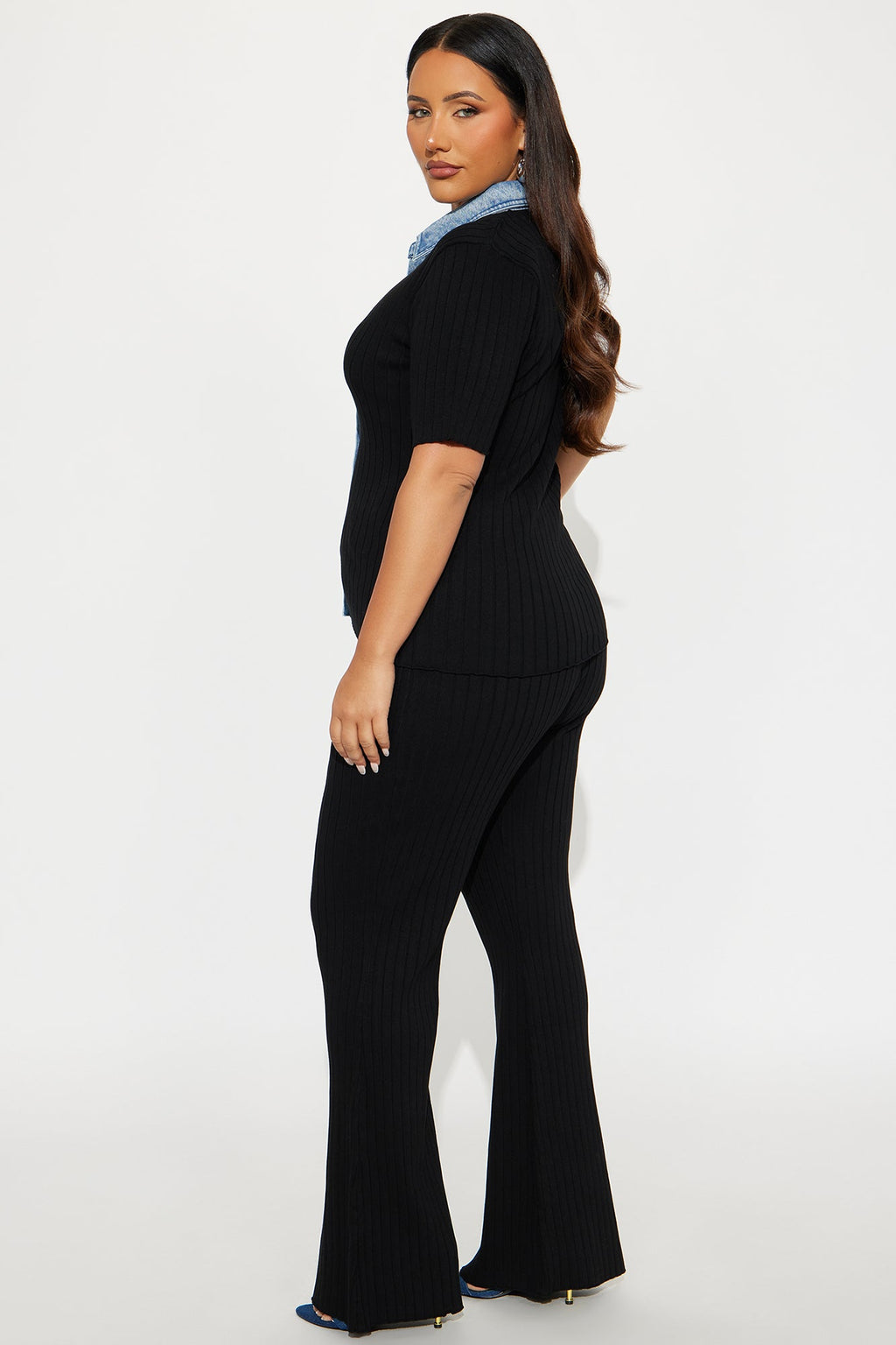 Sloane Sweater Mix Pant Set - Black