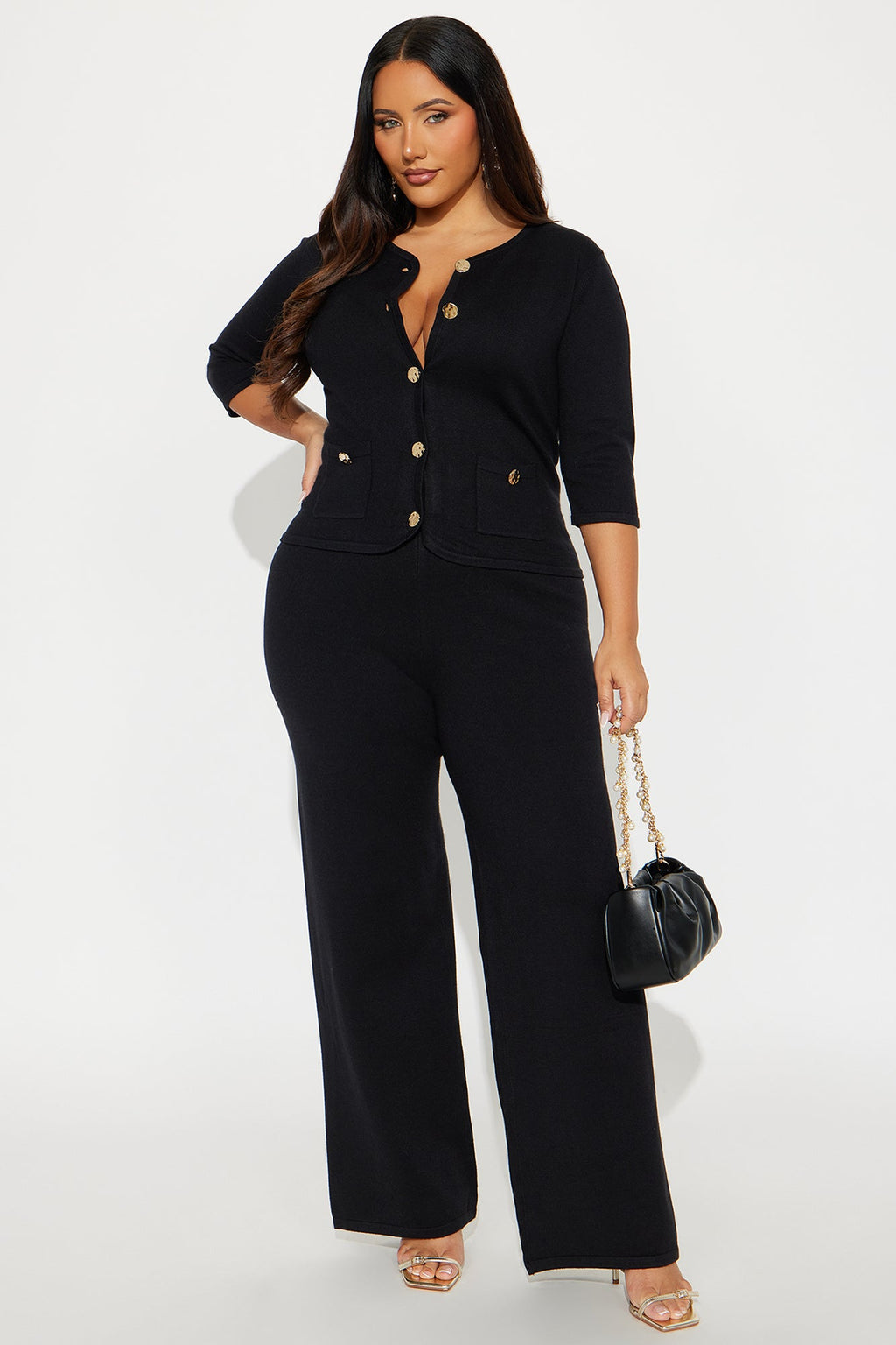Valerie Sweater Pant Set - Black 