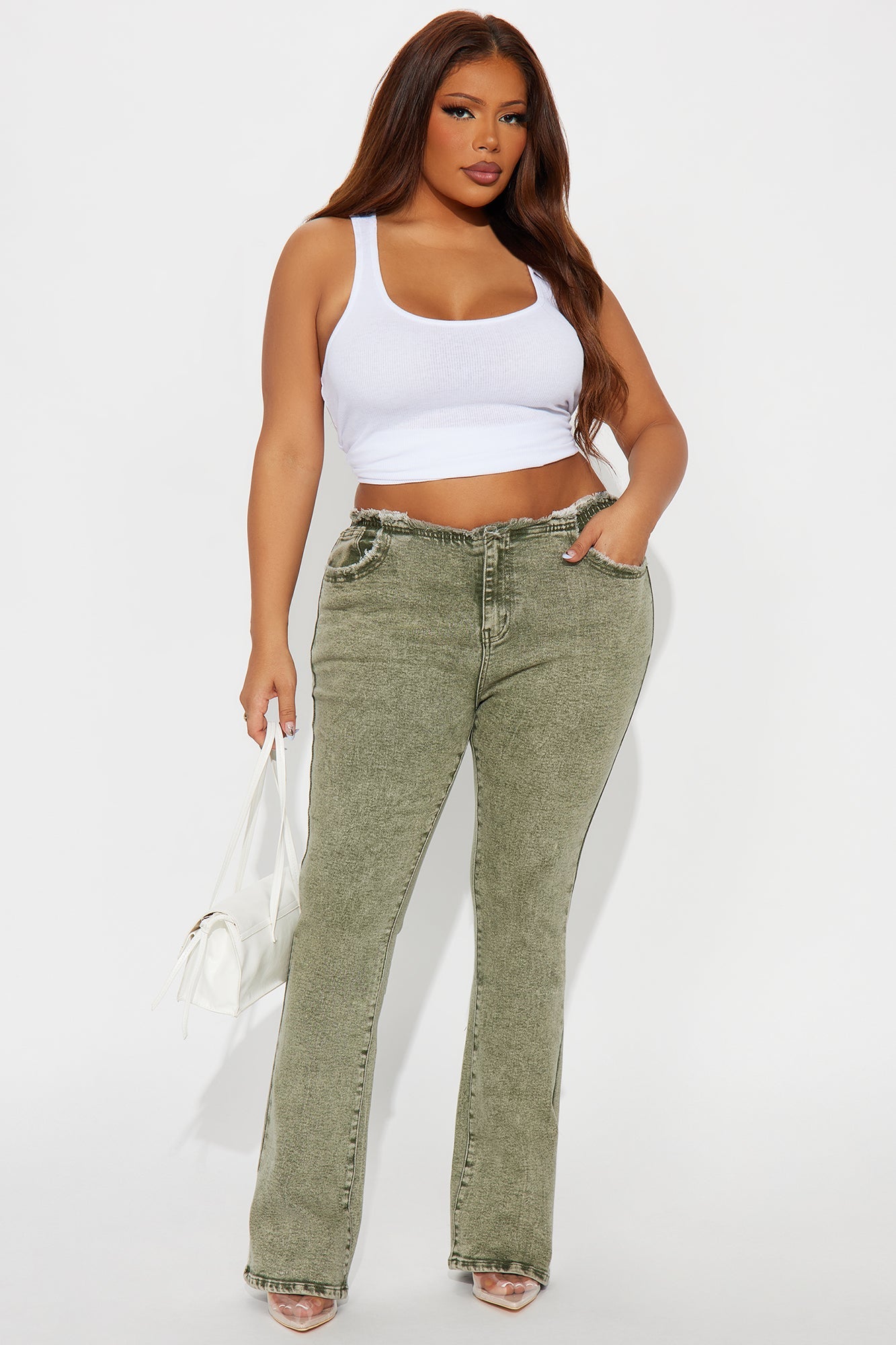 Highly Motivated Stretch Bootcut Jeans - Olive