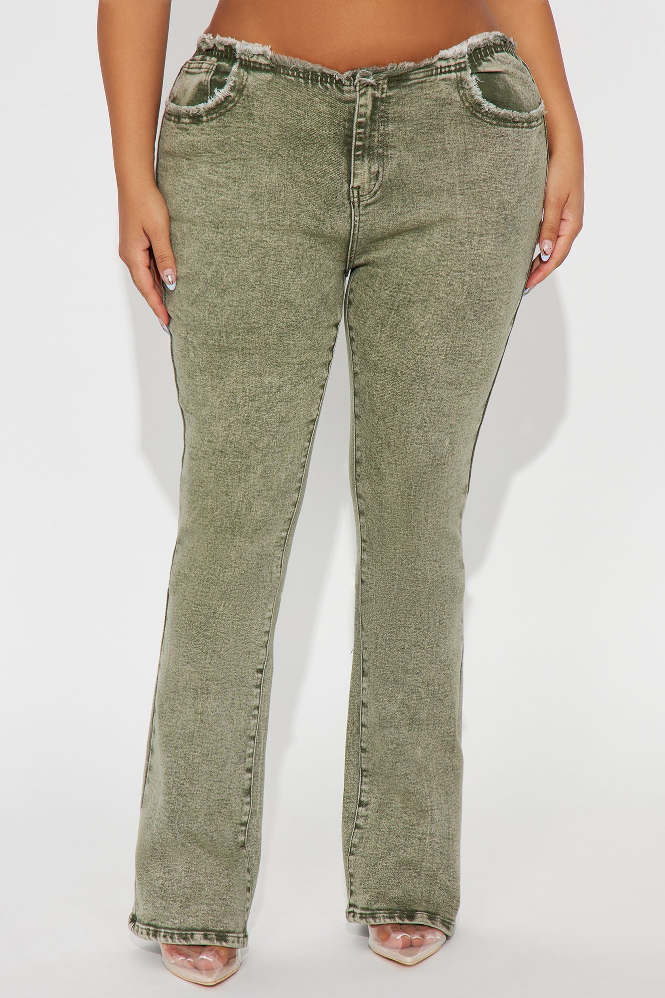 Highly Motivated Stretch Bootcut Jeans - Olive