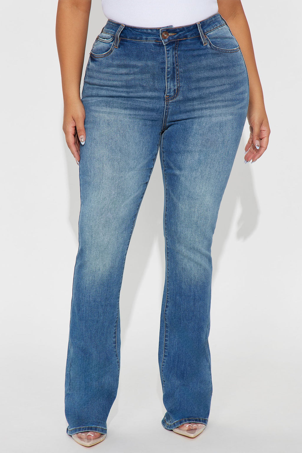 Level Up Low Rise Stacked Bootcut Jeans - Medium Wash