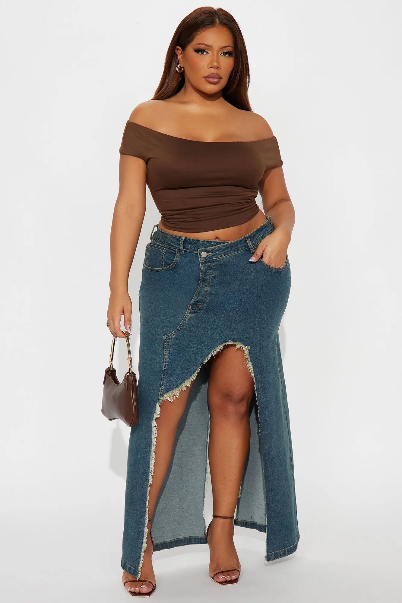 Mixed Signals Denim Maxi Skirt - Vintage Wash 